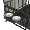 FURNIinspire Pet Crates And Houses Modern Kennel Pet Crate Dogs Room With Adjustable Feeding Bowls, Double-Door Dog House, Gray,20.86"*31.49"*26.77" - 2 of 4
