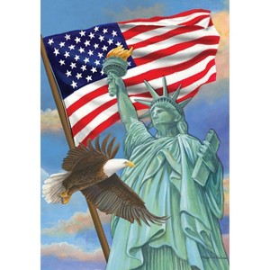 Briarwood Lane Symbols of Freedom Patriotic House Flag Statue of Liberty Eagle 28" x 40" - 1 of 4