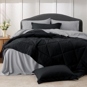 Bedsure Comforter Set - 7 Pieces Reversible Bed Set for All Seasons, Bed in a Bag with Down Alternative Comforter, Sheets, Pillowcases & Shams - 1 of 4