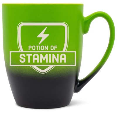 100 North Magic Potion 10 Ounce Green and Black Two Toned Ombre, Comfortably Fits Your Hands, Ceramic Tea Coffee Cup Mug, Potion Of Stamina