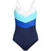 Lands' End Women's Slender Suit V-neck Pleated X-back One Piece Swimsuit Adjustable Straps - 3 of 3