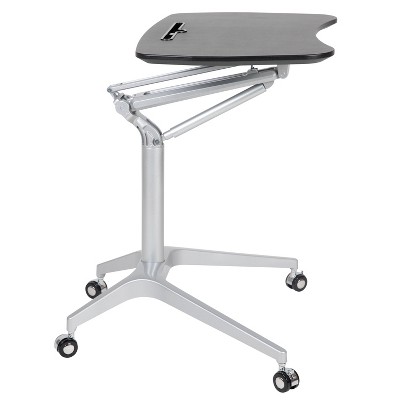 Ergonomic Mobile Sit-Stand Desk with Adjustable Height and Lockable Casters