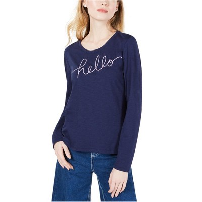 maison Jules Womens Hello Goodbye Embellished T-Shirt