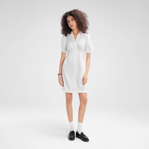 Женские платья Wild Fable Women's Puff Short Sleeve Mini Dress - Wild Fable™ White L