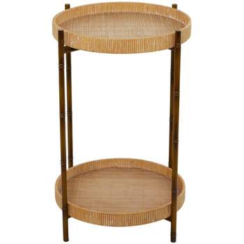 Modern Rattan Accent Table Brown - Olivia & May