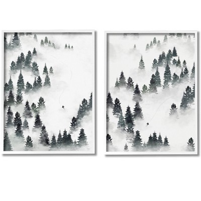Stupell Industries Winter Ski Slopes Mountain 2 Piece Framed Giclee Art Set