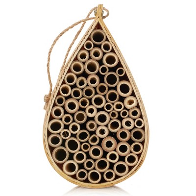 Natural Bamboo Teardrop Mason Bee House with Hanging Rope