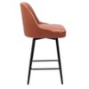 Counter Stool – 38.2" H With Brown Faux Leather Seat, Powder-Coated Steel Frame By Zuo Modern - 3 of 4
