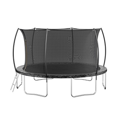 VisioGear Trampoline, Trampoline with Safety Enclosure Net, Trampoline with Curved fence pole, Black, 166.1"*166.1"*108.3"