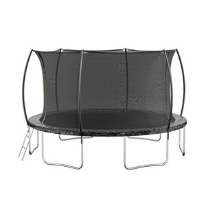 VisioGear Trampoline, Trampoline with Safety Enclosure Net, Trampoline with Curved fence pole, Black, 166.1"*166.1"*108.3" - 1 of 4