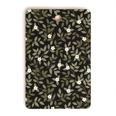 Iveta Abolina Blooming Vines Black Cutting Board Rectangle - Deny Designs