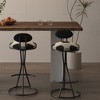 TiramisuBest Set of 2 Round Velvet Bar Stools,Armless Upholstered Counter Chairs for Kitchen Island & Dining Room, Gold & Creamy White - 2 of 4