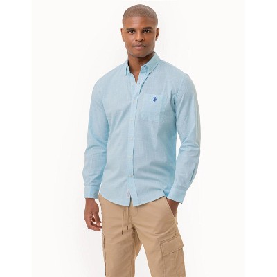 U.S. Polo Assn. Men's Gingam Slub Poplin Long Sleeve Button Down Shirt