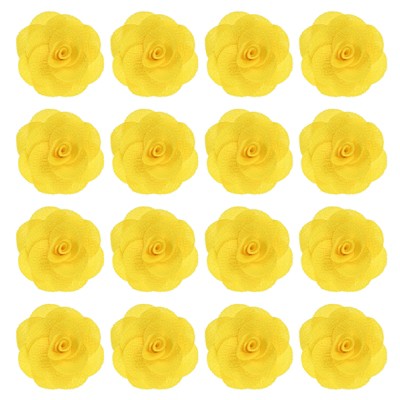 Unique Bargains Silk Alloy Created Camellia Flower Lapel Pin for Men Suit 2 x 1.3 inch 16 Pcs