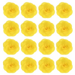 Unique Bargains Silk Alloy Created Camellia Flower Lapel Pin for Men Suit 2 x 1.3 inch 16 Pcs - 1 of 4
