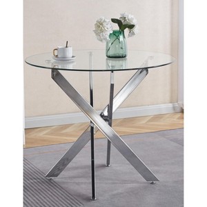 Cross Leg Modern Dining Table, with Round or Square Table Top, Pedestal Dining Table, End Table Leisure Coffee Table - 1 of 4
