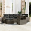 vidaXL 7 Piece Patio Sofa Set with Cushions Gray Poly Rattan - Gray without storage - 2 of 4