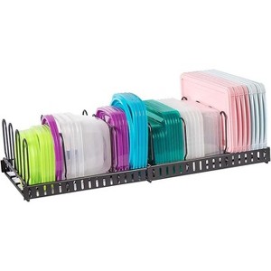 MaseiKar Expandable Food Container Lid Organizer,Large Capacity Adjustable 8 Dividers Detachable Lid Organizer Rack for Cabinets, Pantry Shelves - 1 of 4
