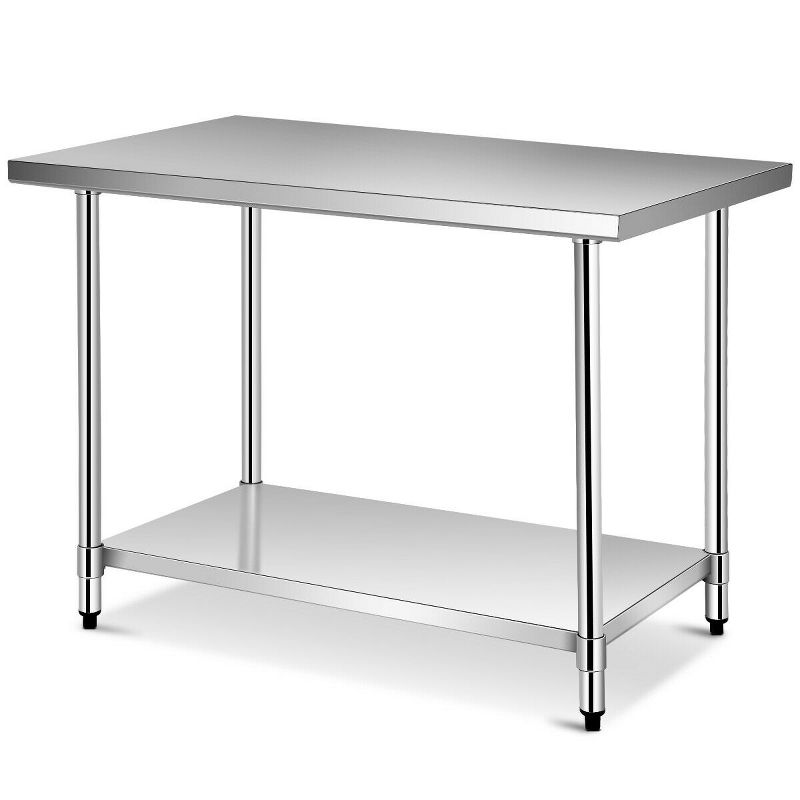 Tangkula 30" x 48" Stainless Steel Food Prep & Work Table Commercial Kitchen Table Silver, 1 of 11