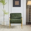 Gold Green 27.56" modern chair with plush cushions, simple metal frame and wooden armrests - 3 of 4