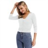 BLUEMING Women’s Cropped Button-Front Cardigan - Textured Knit with 3/4 Sleeves & Elevated Everyday Silhouette - 4 of 4