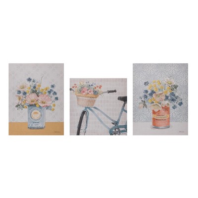 Transpac Indoor/Outdoor Floral Canvas Wall Art 3 Home Decorations Spring