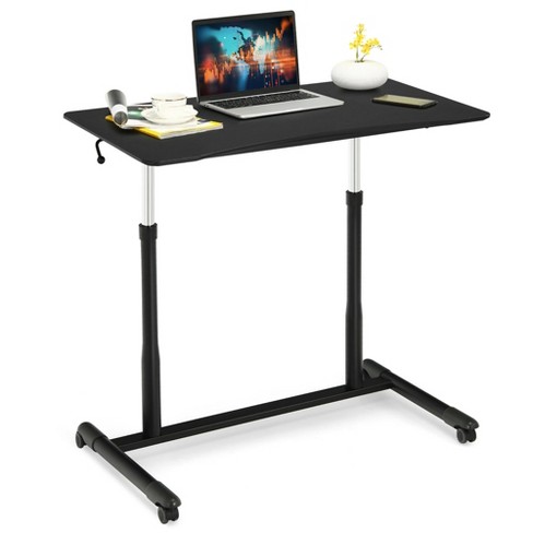 Costway Height Adjustable Computer Desk Sit To Stand Rolling Notebook Table  Black : Target