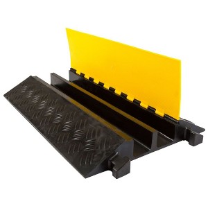 Guardian 2 Channel Heavy Duty Cable Protector Ramp, Modular Floor Cover for Cars and Trucks, Black – Portable Loading Ramps Accessory - 1 of 4