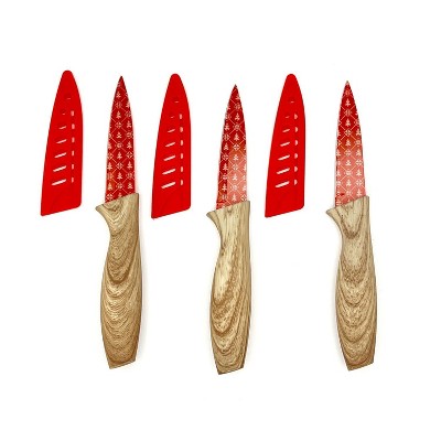 Dura Culina® 3-Piece Christmas Holiday Paring Knife Set with Blade Guards - Snow Flakes