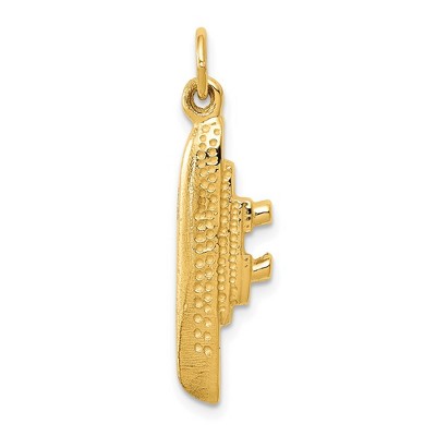 Black Bow Jewelry 14k Yellow Gold Vertical 3D Cruise Ship Pendant and Charm