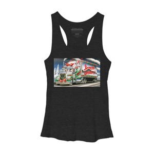 Women's Design By Humans Truck Driver Christmas Shirt Seasons Greetings By Galvanized Racerback Tank Top - 1 of 3