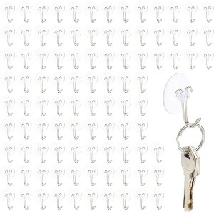 Juvale 100 Pack Mini Clear Shower Suction Cup Hooks, 0.19 in, 30 mm - 1 of 4