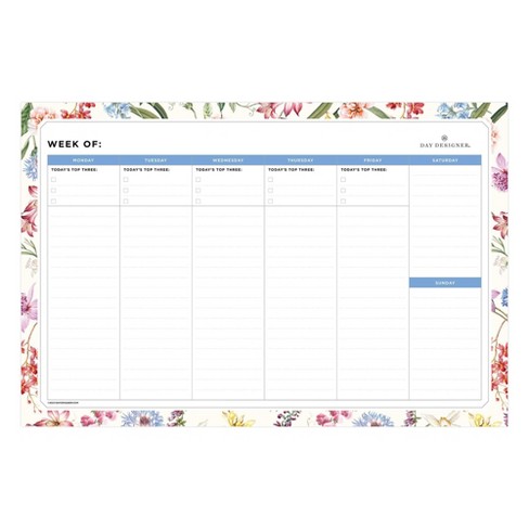 Day Designer 2024 Desk Planning Pad Weekly 15x10 Wild Blooms White :  Target