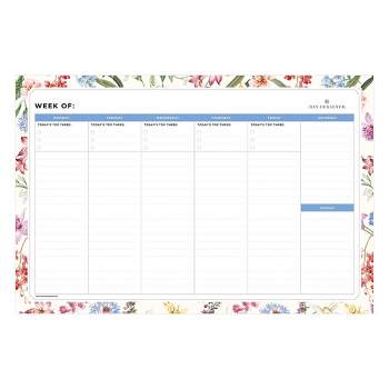 Day Designer 2024 Desk Planning Pad Weekly 15"x10" Wild Blooms White