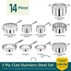 Itopfox Professional 5-Layer Stainless Steel Cookware Set, 14-Piece Induction Compatible Pots and Pans, Oven Safe, PFOA, PTFE & PFOS Free - 2 of 4