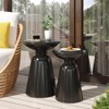 VisioGear Patio End Tables, 2PCS Outdoor Flared Shaped End Table, Patio End Table with Round Base for Balcony Porch Pool, Black, 15"*15"*20.75" - 4 of 4