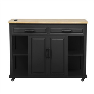 OUTSUPPLY Kitchen Island with Extendable Table, 2 Drawers 2 Cabinets Internal Storage, Mobile Cart with Locking Wheels for Small Spaces - 1 of 4