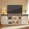 Coucheta 70'' Farmhouse TV Stand with Sliding Barn Doors & Power Outlets, Adjustable Shelves for 65/70/80 Inch TVs, Media Console - 3 of 4