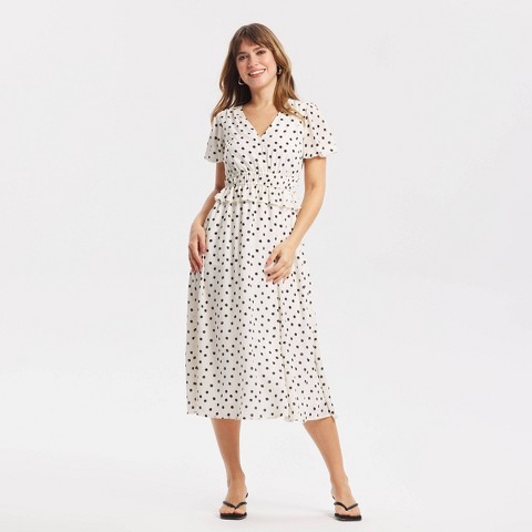 Женские платья A New Day Women's Short Sleeve Drawstring Waist Midi Dress - A New Day™ Light Yellow XS