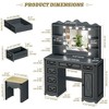 Fredees Vanity Desk: Large Mirror, Lights, Charging Station, 6 Drawers, Makeup Dressing Table with Storage Stool - 2 of 4
