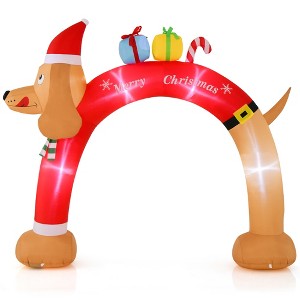 Gymax 8' Inflatable Xmas Dachshund Arch w/ LED Lights & Ground Stakes Perfect Yard Decoration - 1 of 1