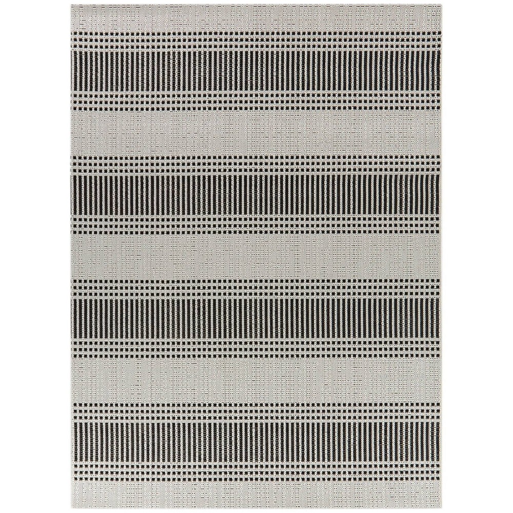  x 7' Christopher Striped Rectangular Indoor/Outdoor Rug Black/Gray