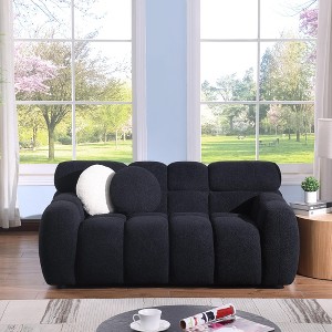 NicBex Couches for Living Room Cloud Couch Boucle Sofa Couch 2 Seater Comfy Couch Modern Upholstered Tufted Sofa with 2 Pillows, Black - 1 of 4