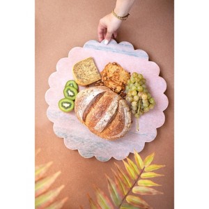 Pink Marble Lazy Susan with Scalloped Edge – 18" Tall Table Server by Kalalou - 1 of 4