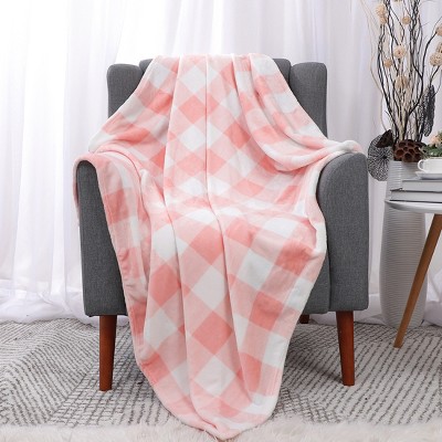 Pink plaid throw outlet blanket