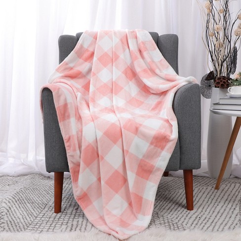 onaangenaam Verbonden Identiteit Piccocasa Plaid Flannel Fleece Buffalo Soft Plush Blankets Pink And White  50"x60" : Target