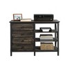 Vynxaria Rustic Credenza - Dark Oak/Rustic Brown Finish, 3 Drawers (Locking File), 2 Adjustable Shelves, 42.05"L x20.08"W x29.53"H - 3 of 4