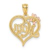 Black Bow Jewelry 14k Two Tone Gold and White Rhodium Mom Heart Butterfly Pendant, 15mm - 3 of 4