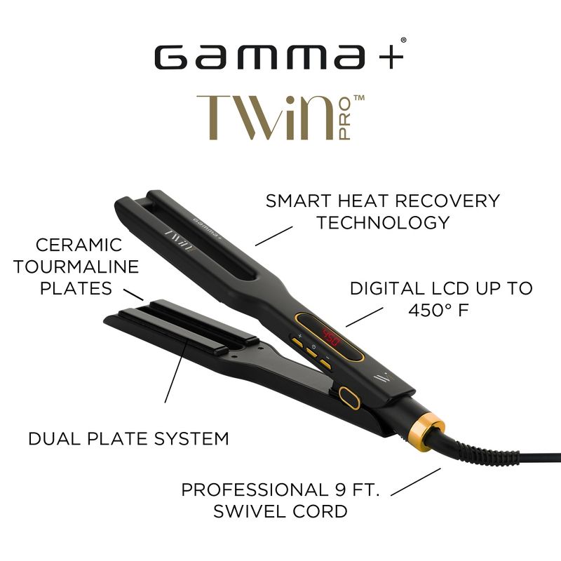 GAMMA+ Twin Hair Straightener with Ceramic Tourmaline Plates, 3 of 10