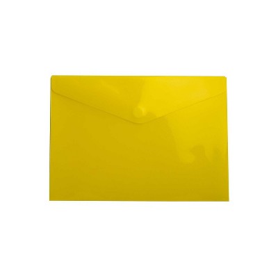 JAM Paper Plastic Envelopes with Hook & Loop Closure Letter Booklet 9.75 x 13 Yellow 12/Pack